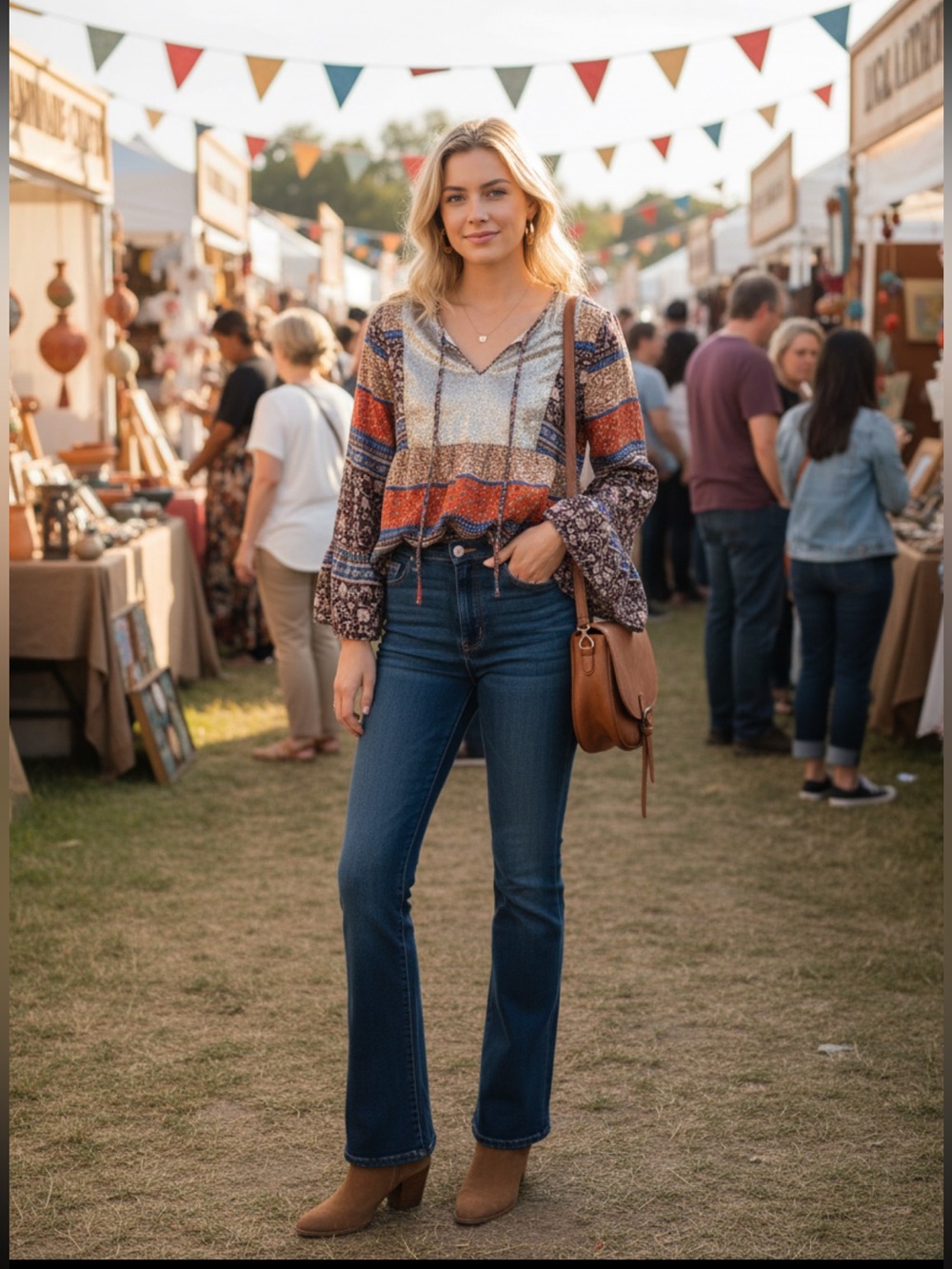 Entro Bohemian Brown Blouse pullover patchwork with sequin detailing R $58